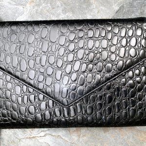 Classic Vintage Black Crocodile Clutch / Envelope Evening Bag